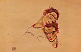 Egon Schiele Canvas Paintings - Double Self Portrait